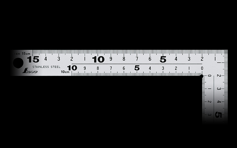 シンワ測定 曲尺厚手広巾  シルバー  １５㎝表裏同目  ８段目盛  ㎝表示 