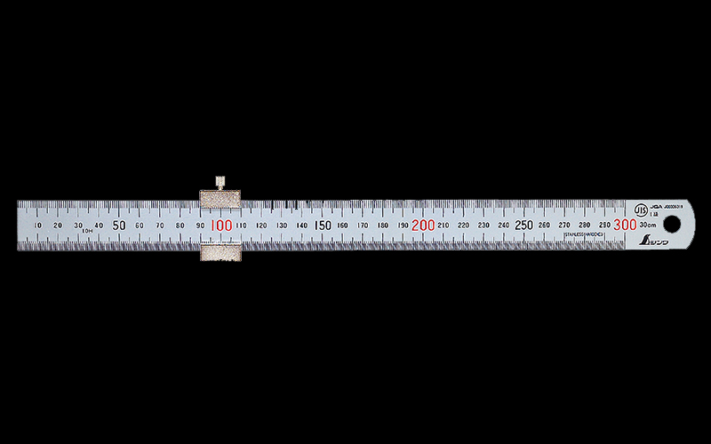 シンワ測定 直尺  シルバー  ３０㎝  赤数字入  ストッパー付  ＪＩＳ 