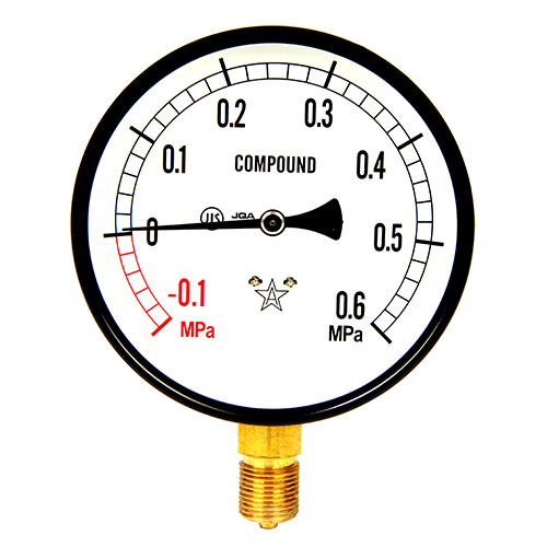 右下精器汎用圧力計Ａ１００・Ｇ３／８Ｓ－４１・＋０．６Ｘ－０．１
